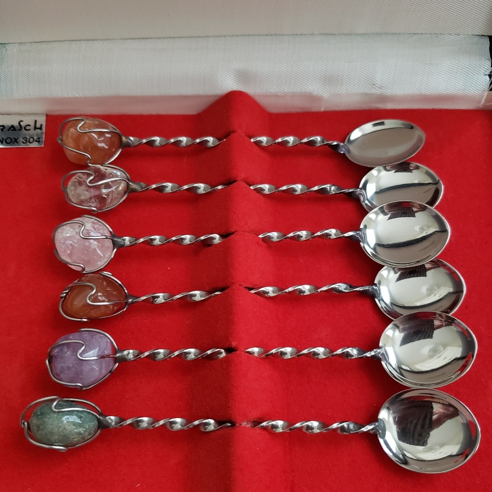 📍BARASCH ACO INOX Semi-Precious Stones TEASPOON S
